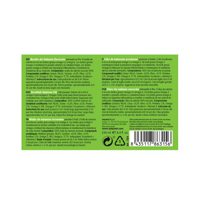 Arquivet Aceite de salmón escocés (250ml) - Para perros y gatos 2