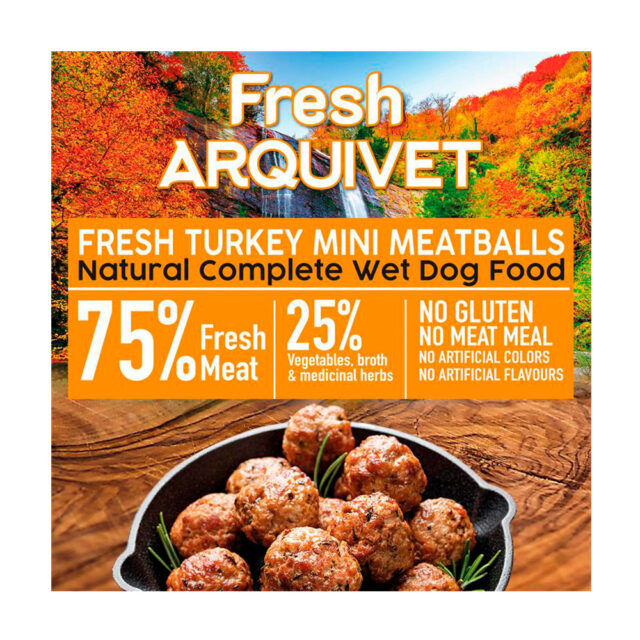 Arquivet Fresh Turkey Mini Meatballs - Mini Albóndigas con pavo, brócoli y calabaza 200GR 2