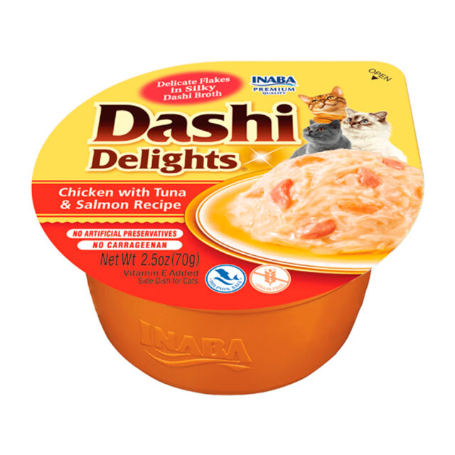 Inaba Churu Dashi delight pollo con atún y salmón 70GR