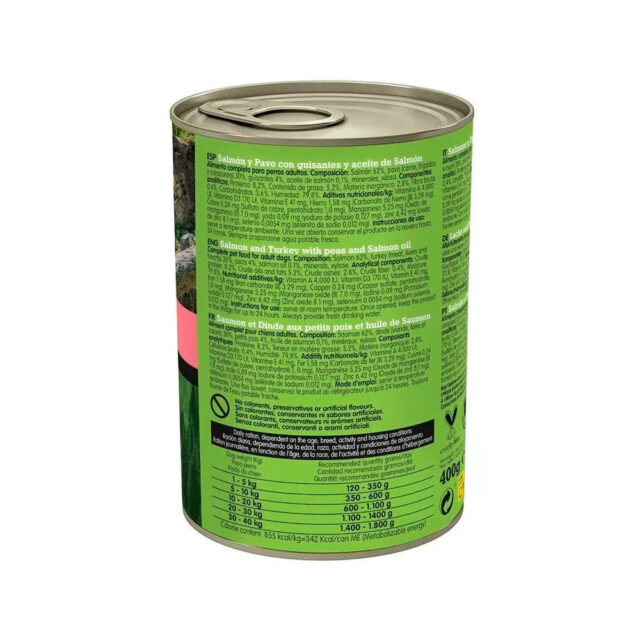 Arquivet Adult Salmón y Pavo con Guisantes 400GR 2