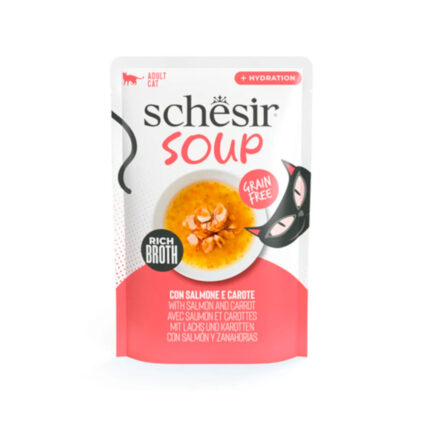 Schesir Salmón Rosado en Sopa sobre para gatos 40GR
