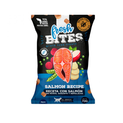 Fresh bites grain free snacks de salmón para perros 70GR
