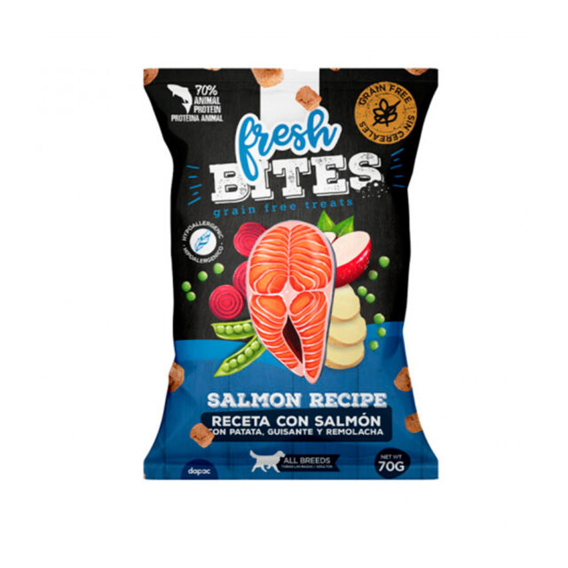 Fresh bites grain free snacks de salmón para perros 70GR
